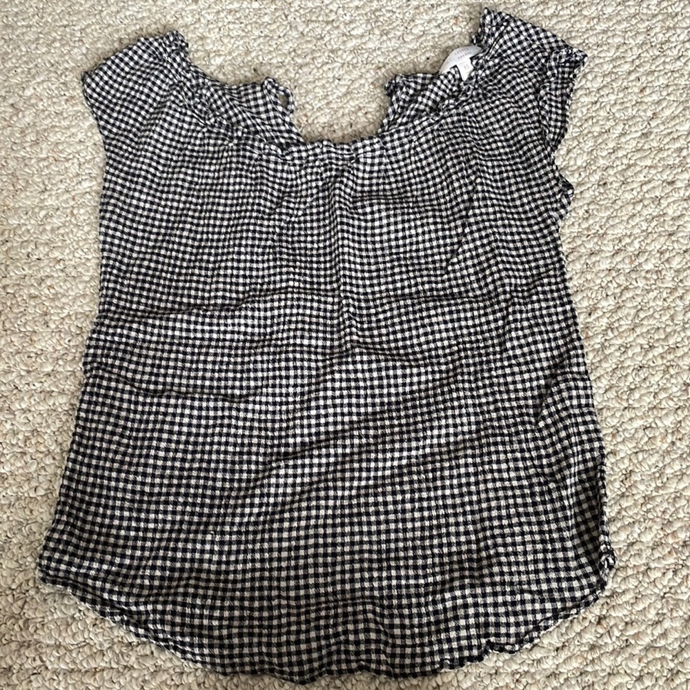 Navy and white gingham tie back shirt- Lauren Conrad - size x-small